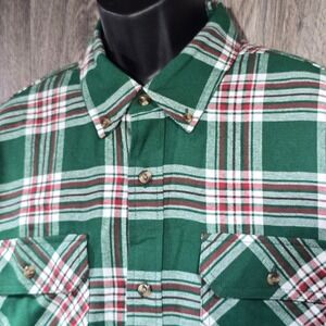Ocean Coast Mens XXL Flannel Shirt Green Red‎ Plaid Button Down Long Sleeve
